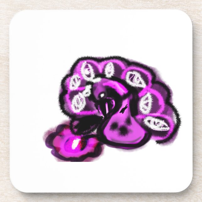 Purple peacock getränkeuntersetzer (Vorderseite)