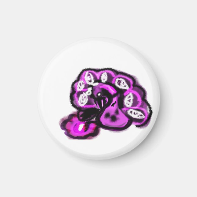 Purple peacock magnet (Vorne)