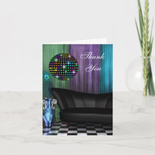 Purple Peacock Mirror Ball Merci Cartes