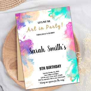 Purple Peinture Invitations Anniversaire