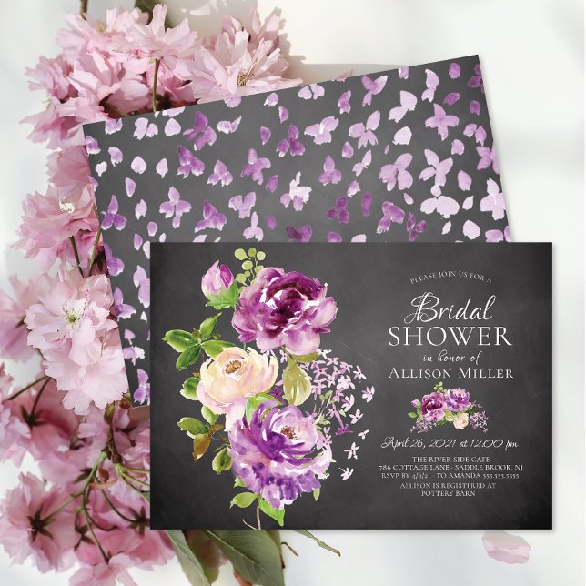 Purple Peonies Floral Bridal Show Invitation (Créateur téléchargé)