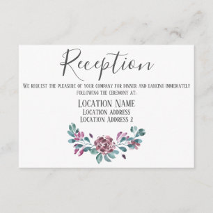 Purple Peonies floral Réception Carte d'hébergemen