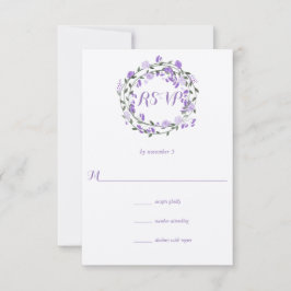 Purple Peony Floral Wreath Wedding RSVP