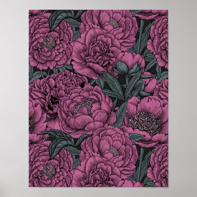Purple peony flowers poster (Vorne)