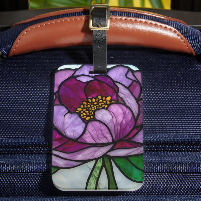 Purple Peony Stained  Gepäckanhänger (Vorderseite Insitu 2)