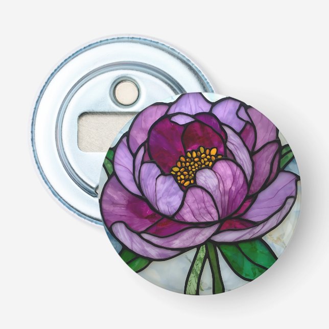 Purple Peony Stained Glass Flaschenöffner (Vorderseite)