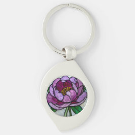 Purple Peony Stained Glass Schlüsselanhänger