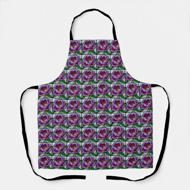 Purple Peony Stained Glass Schürze (Vorderseite)