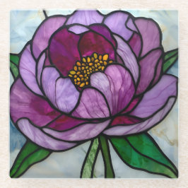 Purple Peony Stained Glasuntersetzer