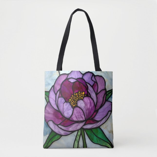 Purple Peony Stained  Tasche (Vorderseite)