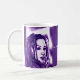 Purple People Woman Portrait Monochrome Art Kaffeetasse
