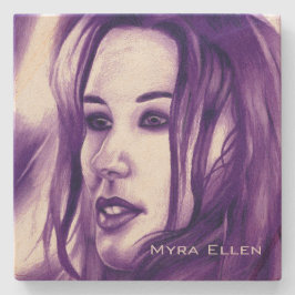 Purple People Woman Portrait Original Art Steinuntersetzer