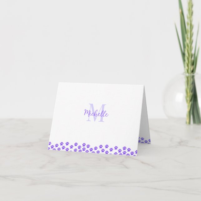 Purple Pet Paw Prints Custom Monogram Cute  (Devant)