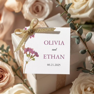 Purple Petunia Floral Wedding Favor Tag Geschenkanhänger