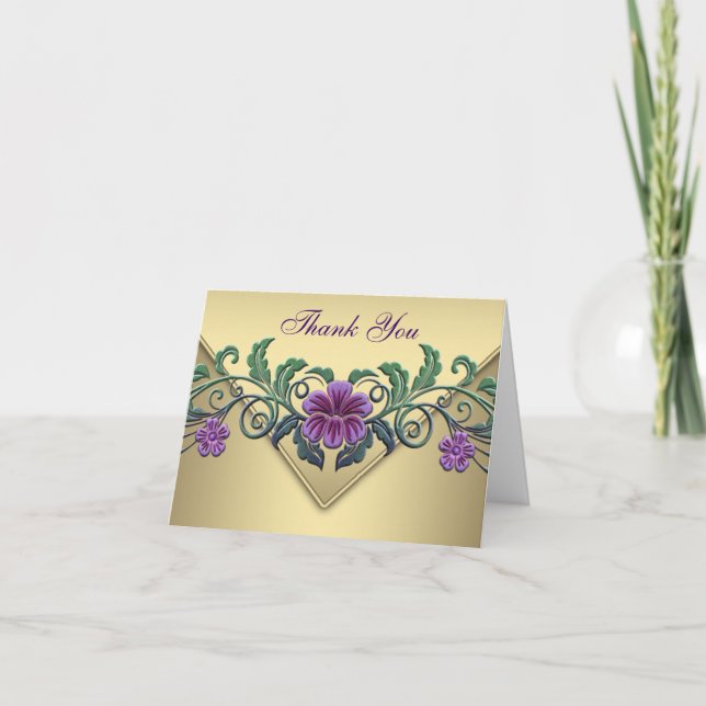Purple Petunia Gold Merci Cartes (Devant)