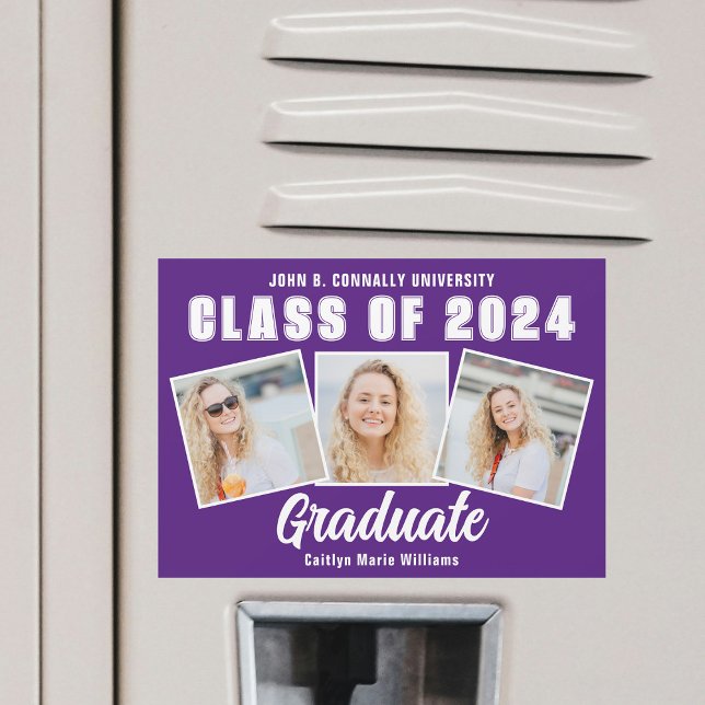 Purple Photo Collage 2025 Graduate Magnet Card (Créateur téléchargé)