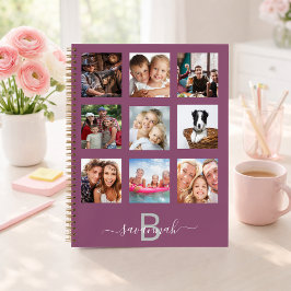 Purple photo collage monogram modern diary notizbuch