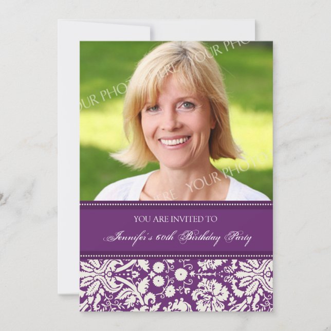 Purple Photo Invitations à la fête du 60e annivers (Devant)