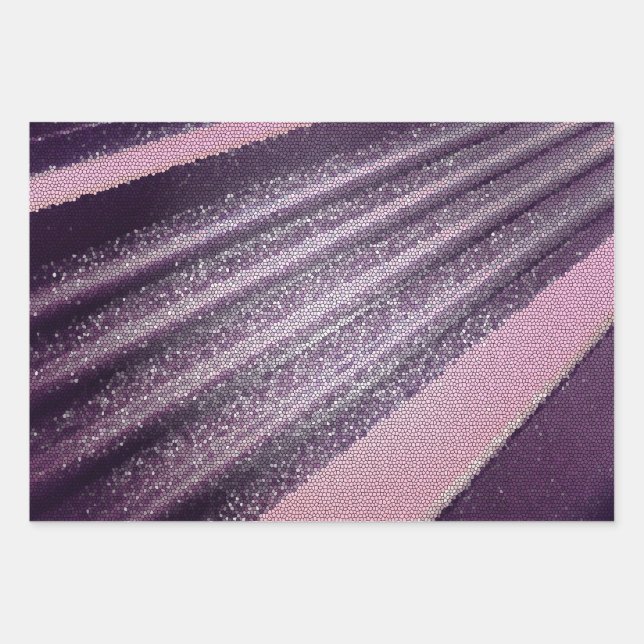 Purple pink abstract stripes with elegant sparkle geschenkpapier set (Vorderseite)