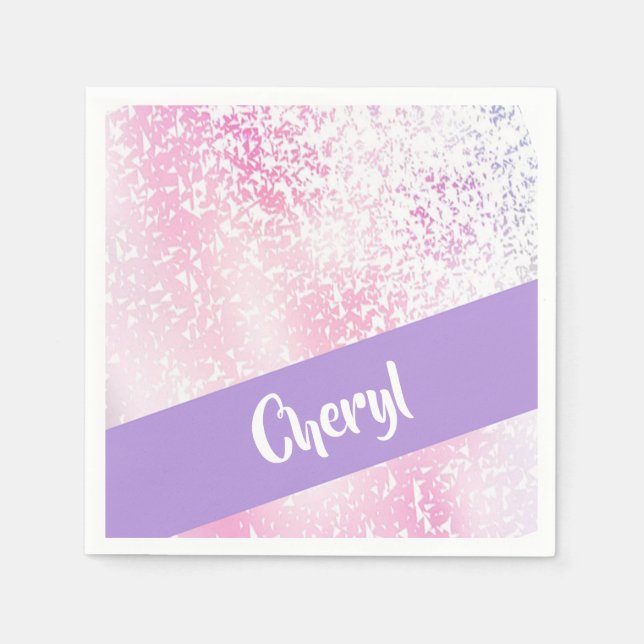Purple, pink and white schatten glitter serviette (Vorderseite)