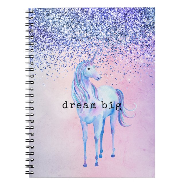 Purple Pink Blue Schatten Unicorn Glitter Notizblock (Vorderseite)