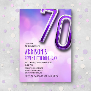 Purple Pink Bokeh Invitation 70e anniversaire