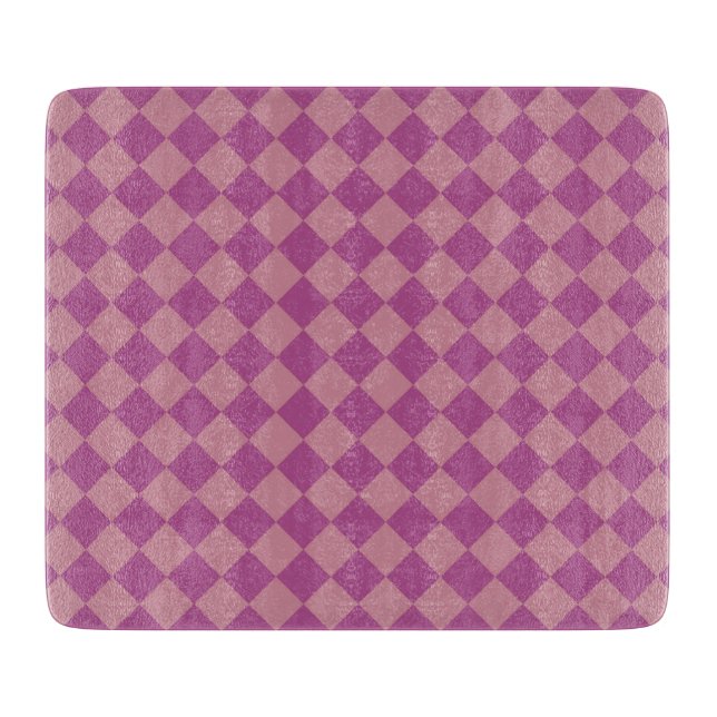 Purple Pink Checker Diamond Pattern Schneidebrett (Vorderseite)