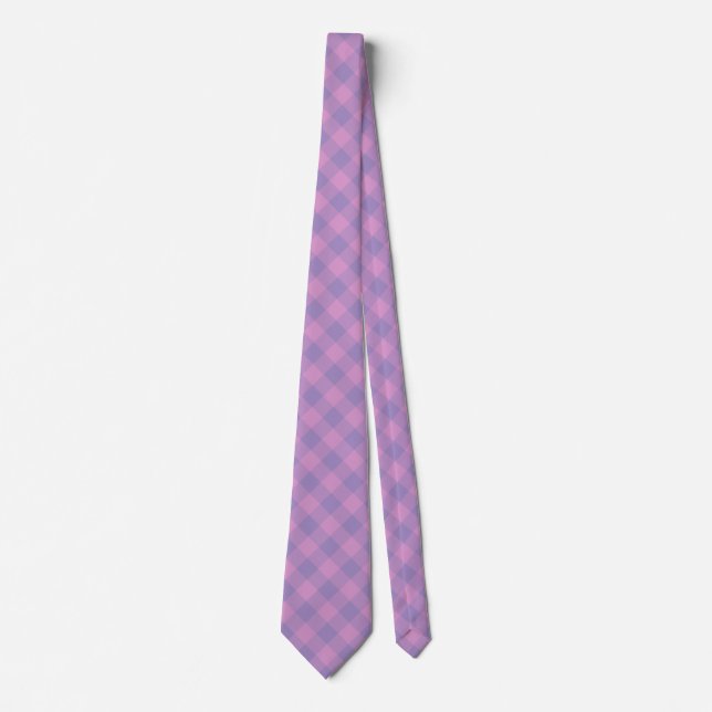 Purple Pink Checker Pattern Krawatte (Vorderseite)