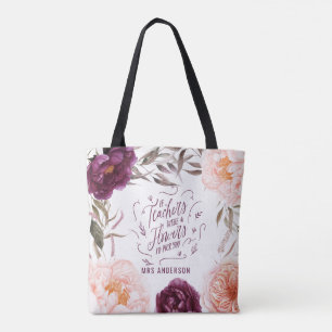 Purple Pink Floral Elegant Teacher Bag Tasche