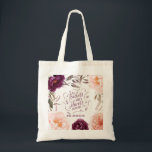 Purple Pink Floral Elegant Teacher Bag Tragetasche<br><div class="desc">Blumen und Kürbis fallen Design in lila, grün und pfirsichfarben. Mit schöner Aquarellblüte, Blattwerk und Kürbisdesign. Ideal für Herbst/Herbst. Geschenkbar</div>