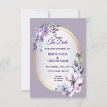 Purple Pink Floral Watercolor Golden Wedding