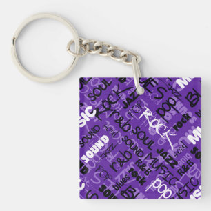 Purple & Pink Rock Pop R & B Music Porte - clé tex