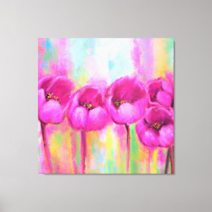 Purple Pink Tulips - Spring Art Original Painting Leinwanddruck