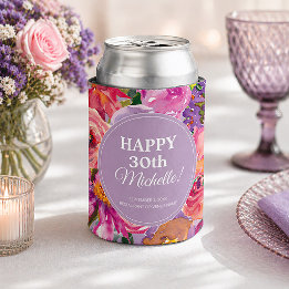 Purple Pink Watercolor Wildflowers 30th Birthday Dosenkühler
