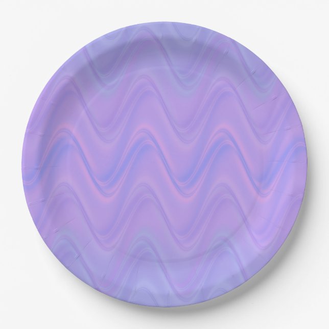 Purple Pink Wavy Lines Pattern Pappteller (Vorderseite)