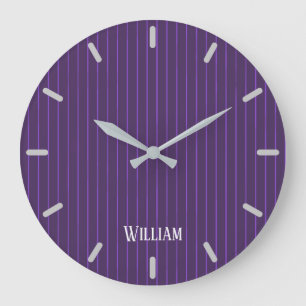 Purple pinstripes große wanduhr