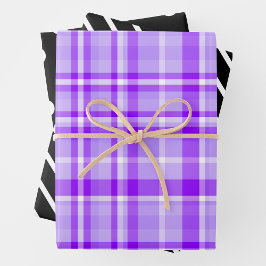 Purple Plaid, Black & White Geschenkpapier Set