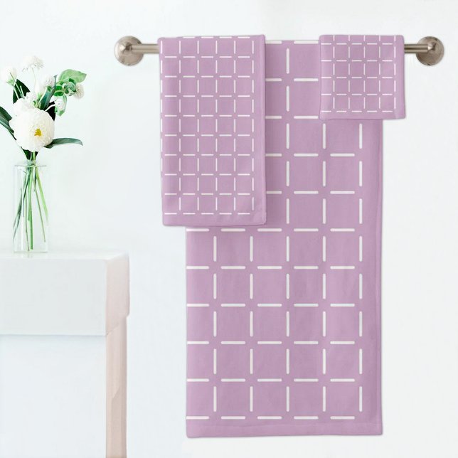 Purple plaid pattern Towel Badhandtuch Set (Von Creator hochgeladen)