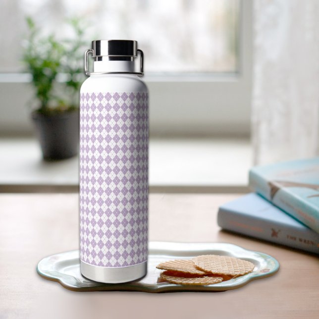Purple Plaid Pattern Water Bottle Trinkflasche (Von Creator hochgeladen)