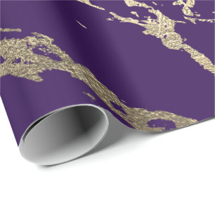 Purple Plum Foxier Gold Marble Shiny Glam Geschenkpapier