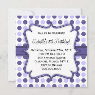 Purple Polka Dot Anniversaire Invitation