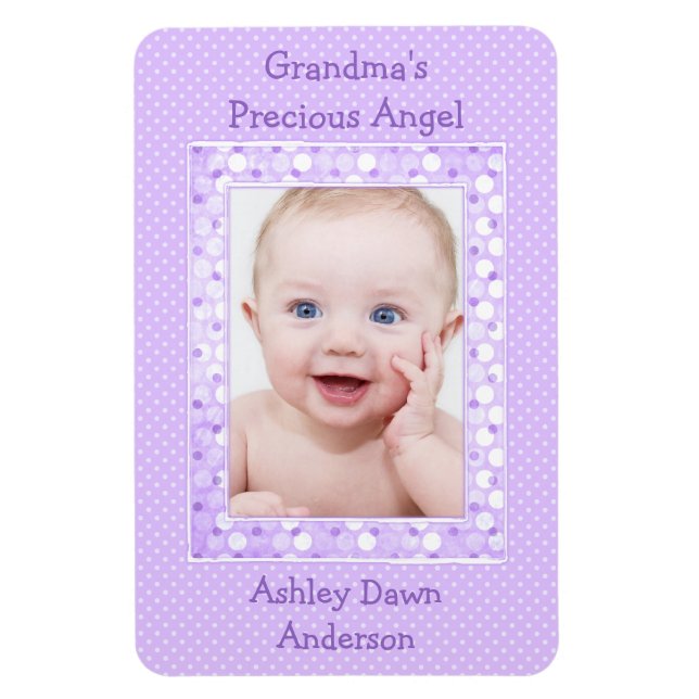 Purple Polka Dot Baby Magnet Modèle photo (Vertical)