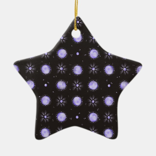 Purple Polka Dot Ceramic Star Ornament (Vorne)