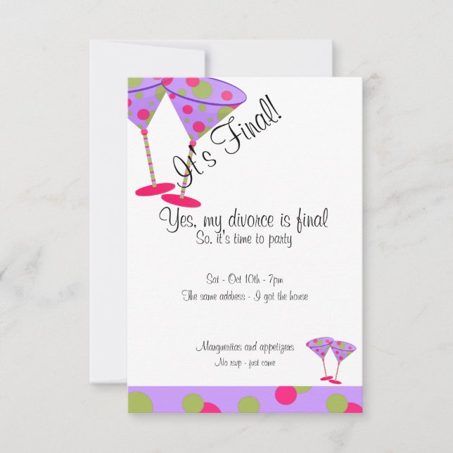Purple Polka Dot Divorce Party Invitation (Devant)