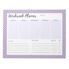 Purple polka dot Workweek Planner Notepad Notizblock