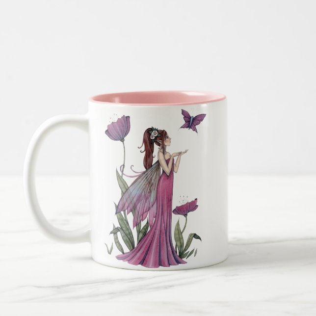 Purple Poppy Fairy Papillon Imaginaire Art Mug (Gauche)