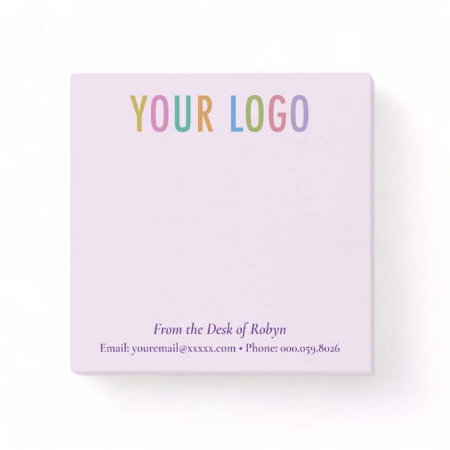 Purple Post-it® Notes Logo personnalisé du bureau  (MISOOK Purple 3x3 From the Desk of Post it Notes with Logo)