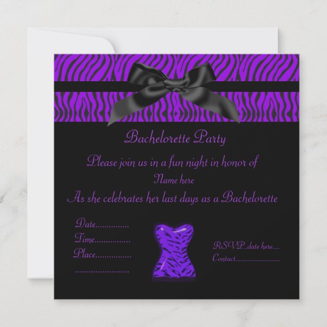 PURPLE POSTER DE ANIMAL INVITATION DU PARTI BACHEL (Devant)