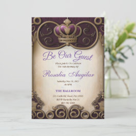 Purple Pourcentage Sweet 16 Invitations