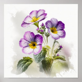 Purple Primrose Fleurs Art Imprimer Poster
